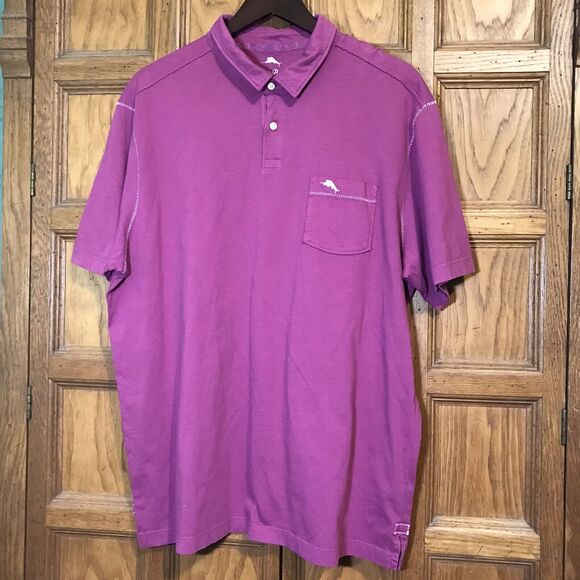 Tommy Bahama 100% Pima Cotton Golf Polo Men's XL Plum 1/4 Button Preppy Shirt - Picture 2 of 12